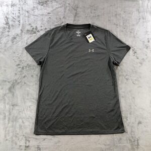 Under Armour Shirt Womens Medium Gray Velocity Short Sleeve 1384246 Loose Fit
